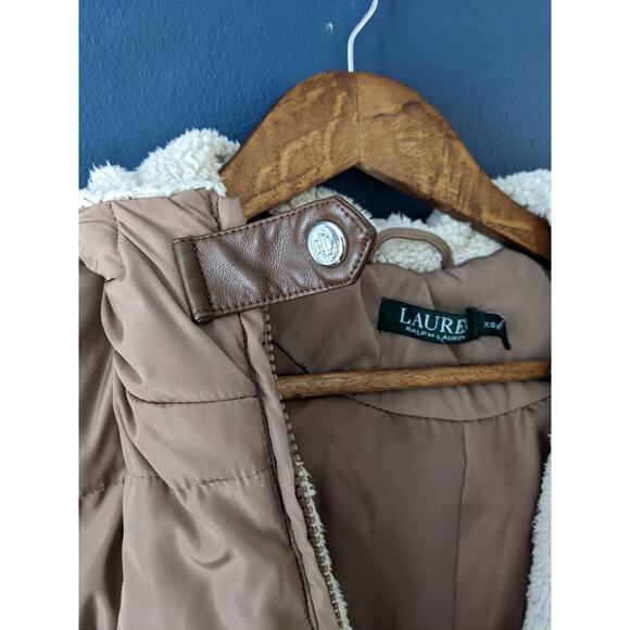 Ralph Lauren Down Puffer Long Jacket Coat Faux Fur Sherpa - Picture 6 of 7